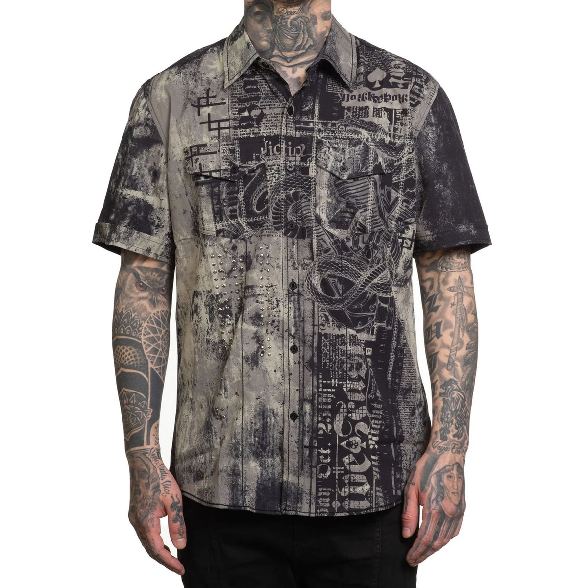 camisa para hombre AFFLICTION - MOTORWAY CHAOS M