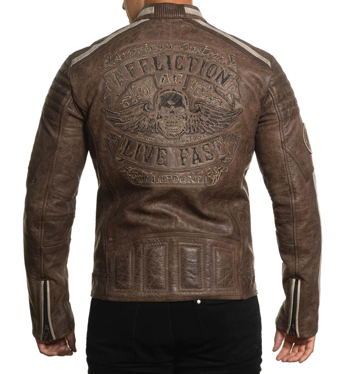 chaqueta para hombre AFFLICTION - CALAVERA NEGRA - MARRÓN OSCURO 3XL