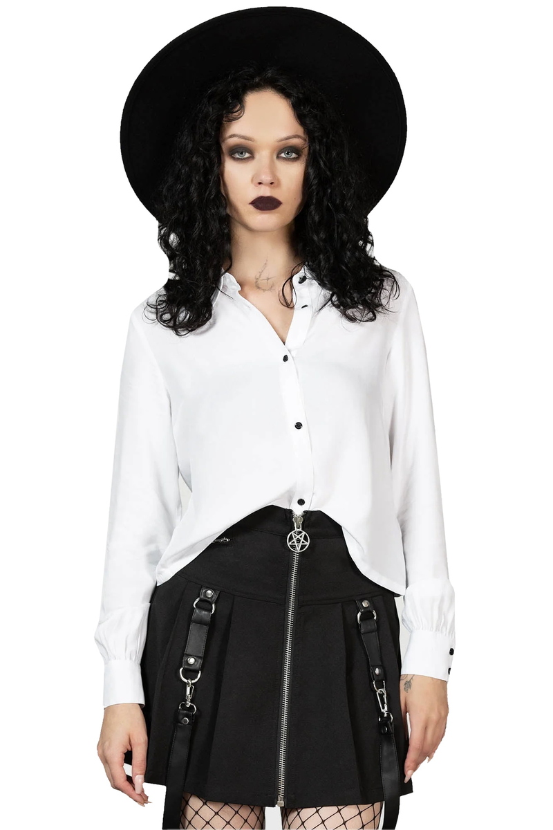 camisa para mujer KILLSTAR - Terror nocturno - Blanco XS